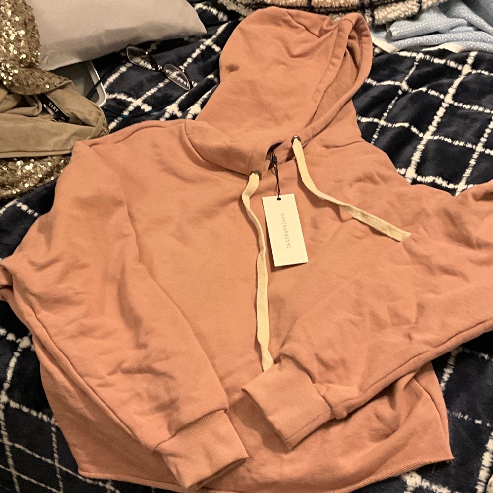 Dance & Marvel Rose Dust Hoodie with Cream Drawstrings